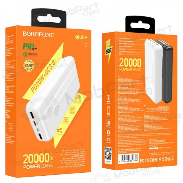 Εξωτερική μπαταρία Power Bank Borofone BJ9A Type-C PD+Quick Charge 3.0 (3A) 20000mAh άσπρο