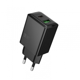 Φορτιστής τηλεφώνου Hoco N71 30 W GaN USB-C + USB-A μαύρος