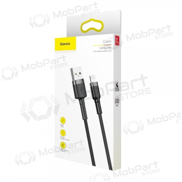 USB καλώδιο Baseus Cafule USB-A to Lightning 2.4A 1.0m γκρί-μαύρος CALKLF-BG1