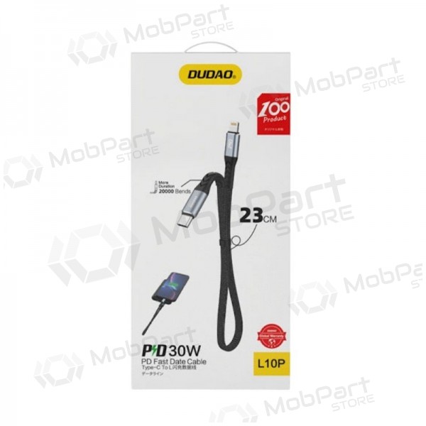 Καλώδιο Lightning Dudao L10P USB-C σε Lightning 0.23 m 20 W μαύρο