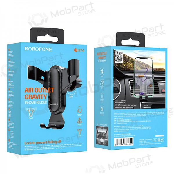 Automobilinis Γενικής telefono laikiklis Borofone BH74 mounted on ventilation grilles, μαύρος