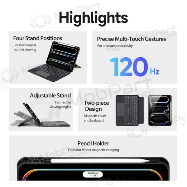Θήκη Apple iPad Pro 11 2024, 2025 με πληκτρολόγιο - Dux Ducis DK (μαύρο)