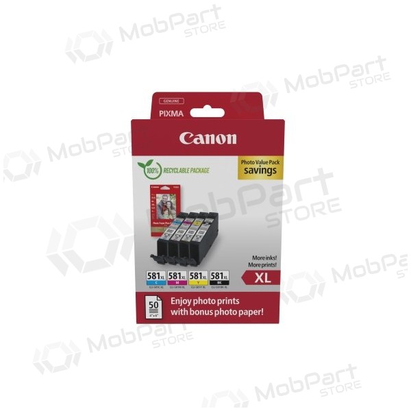 Canon CLI-581XL (2052C004) πακέτο αξίας φωτογραφιών, σετ κασετών μελάνης, C/M/Y/BK