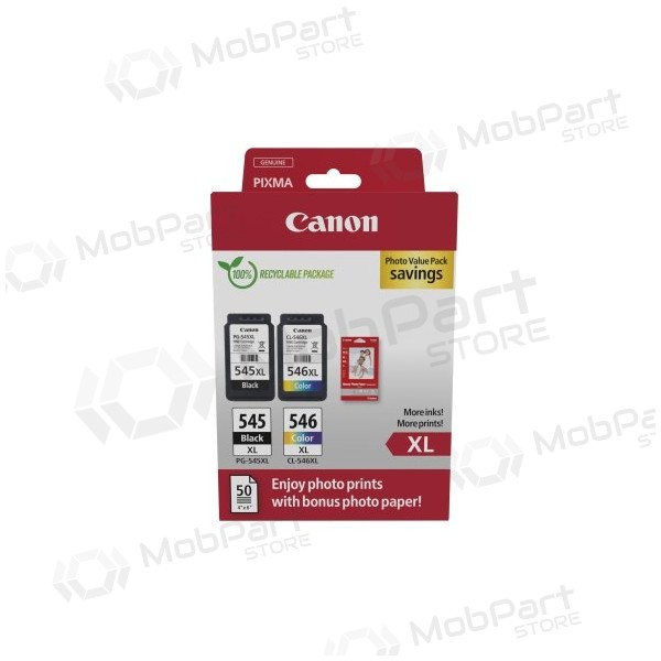 Canon PG-545XL/CL-546XL (8286B011) πακέτο αξίας φωτογραφιών, σετ δοχείων μελάνης, BK/CMY