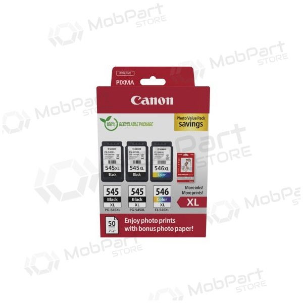 Canon PG-545XL/CL-546XL (8286B015) Πακέτο αξίας φωτογραφιών, σετ δοχείων μελάνης, BK/CMY