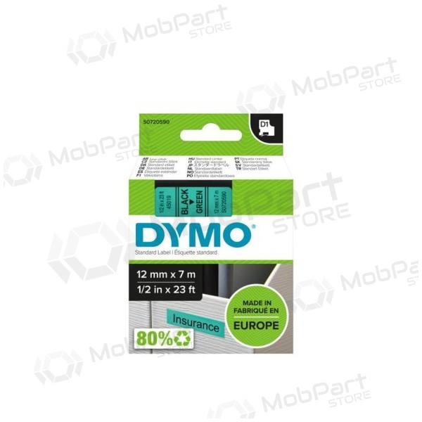 Dymo 45019 (S0720590) Ταινία 12mm x 7m, Μαύρο σε Πράσινο