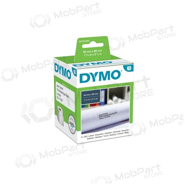 Dymo 99012 (S0722400) Ετικέτες 36 x 89mm, 2 ρολά x 260 ετικέτες, Λευκό...
