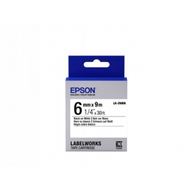 Κασέτα ετικετών Epson LK-2WBN τυπική κόλλα μαύρο σε λευκό 6mm (9m)