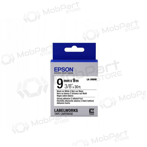 Epson Κασέτα Ετικέτας LK-3WBW Ισχυρής Κόλλας Μαύρο σε Λευκό 9mm (9m)