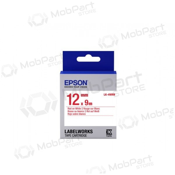 Epson LK-4WRN (C53S654011) κασέτα ετικετών Standard, κόκκινο σε λευκό 12mm (9m)