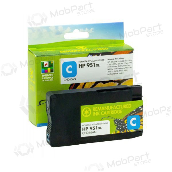 Συμβατό Static Control HP 951XL (CN046AE), με νέο τσιπ, κυανό μελανοδοχείο, 1500 σελίδες.
