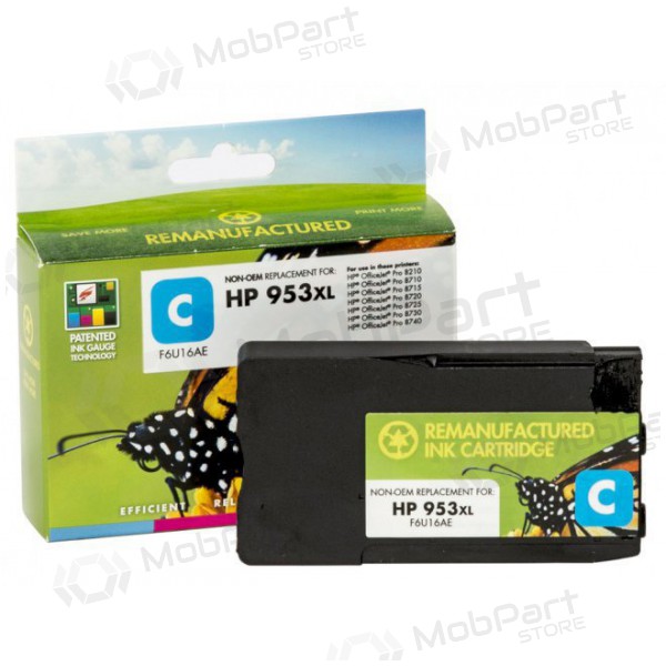 Συμβατό μελάνι Static Control HP No.953 XL (F6U16AE), κυανό φυσίγγιο με νέα μικροτσιπ για εκτυπωτές inkjet, απόδοση 1600 σελίδων.